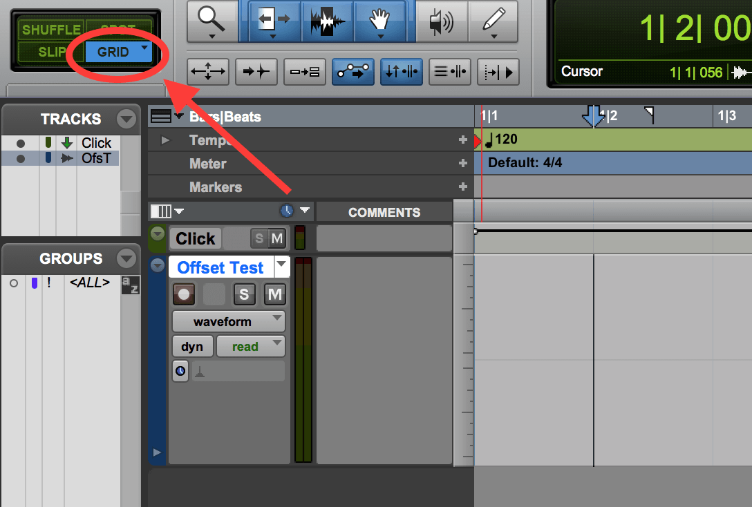 Pro Tools Grid Mode