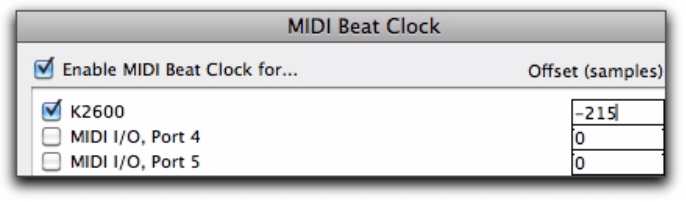 MIDI Beat Clock Dialog